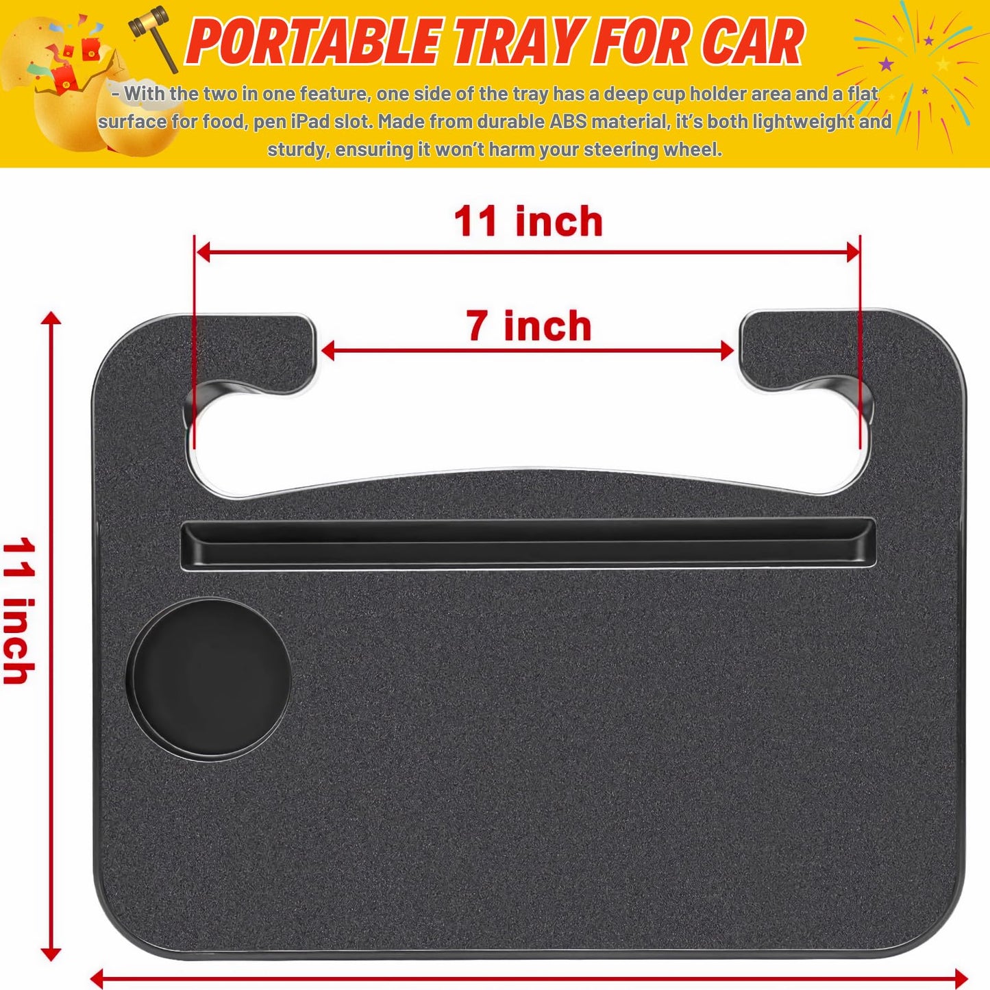 Qlhshop 2-in-1 Steering Wheel Desk - Steering Wheel Tray Table with Seat Gap Filler Organizer | Car Food Tray for Driver | Car Desk for Laptop & Eating - Work Road Trip Essentials Accessories