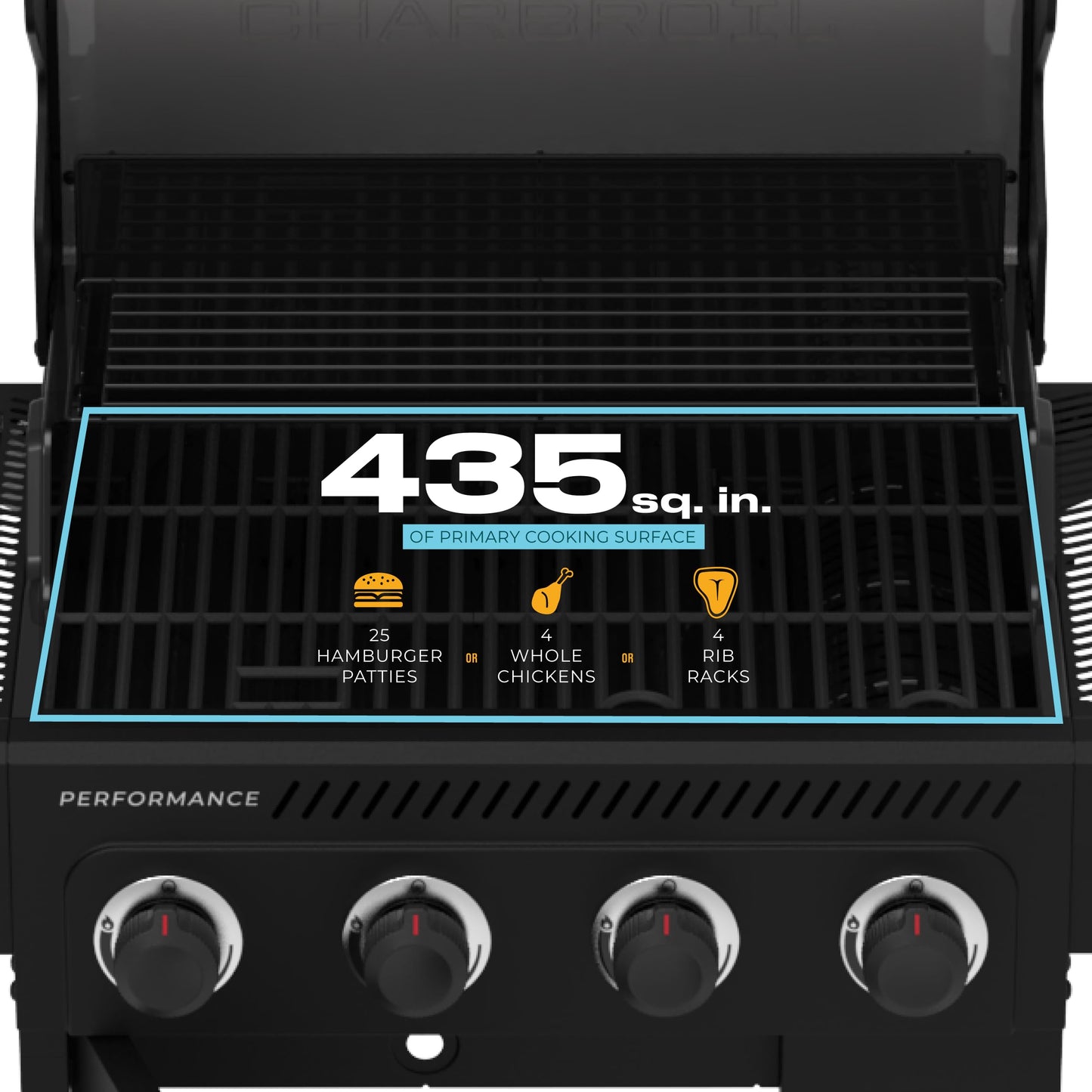 Charbroil Performance Series 4-Burner Gas Grill Cabinet with Side Burner, Black - 463253925