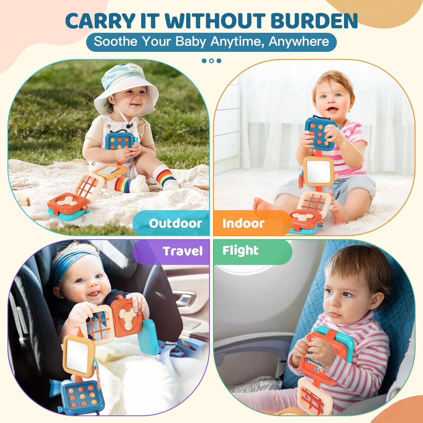 Dilovely Busy Board for 1 Year Old, Travel Toys for Toddlers 1-3, Montessori Busy Board - Car Airplane Essentials, Sensory Activity Cube Birthday Gifts for Baby Infant Boy Girl