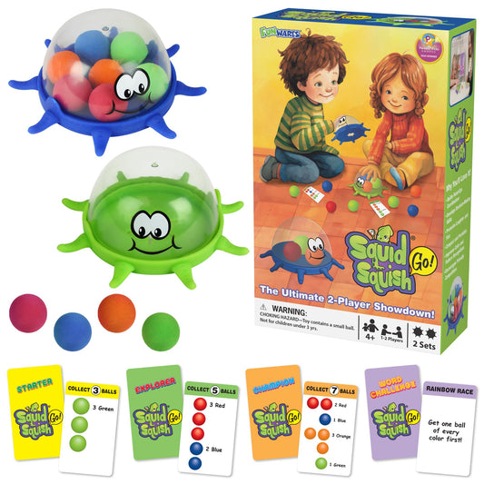 Funwares Colorful Squid Squish: Fast-Paced Floor Game for Kids, Interactive Learning, Hand-Eye Coordination, Counting and Color Game, Active Play, 2-4 Players, Ages 4-8, Go Speed Edition