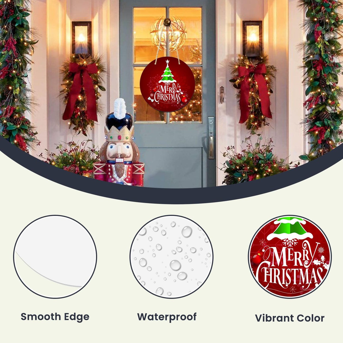 AceSubli 10 Pcs Sublimation Door Hanger Blanks 8 Inch, Round Metal Sublimation Sign Blanks, Aluminum Sublimation Ornament Door Hanger Metal Sign Blank for Yard Home Christmas Halloween Decor