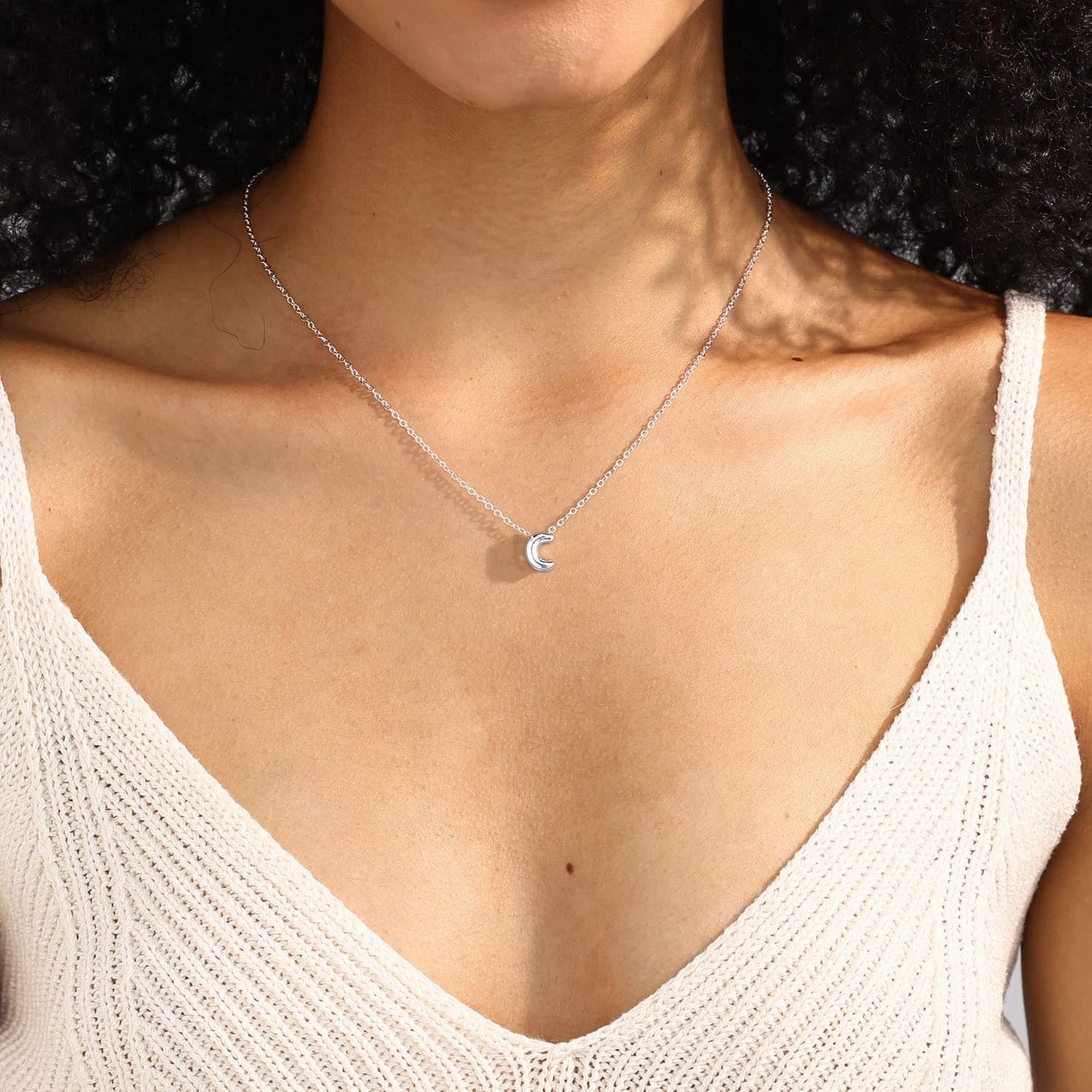 CUEZIY Bubble Silver Letter Necklace Initial Necklaces for Women Dainty Personalized Charm Pendant Name Necklace Cute Non Tarnish Fashion Accessories Teen Gift Trendy Stuff Silver Jewelry Gifts