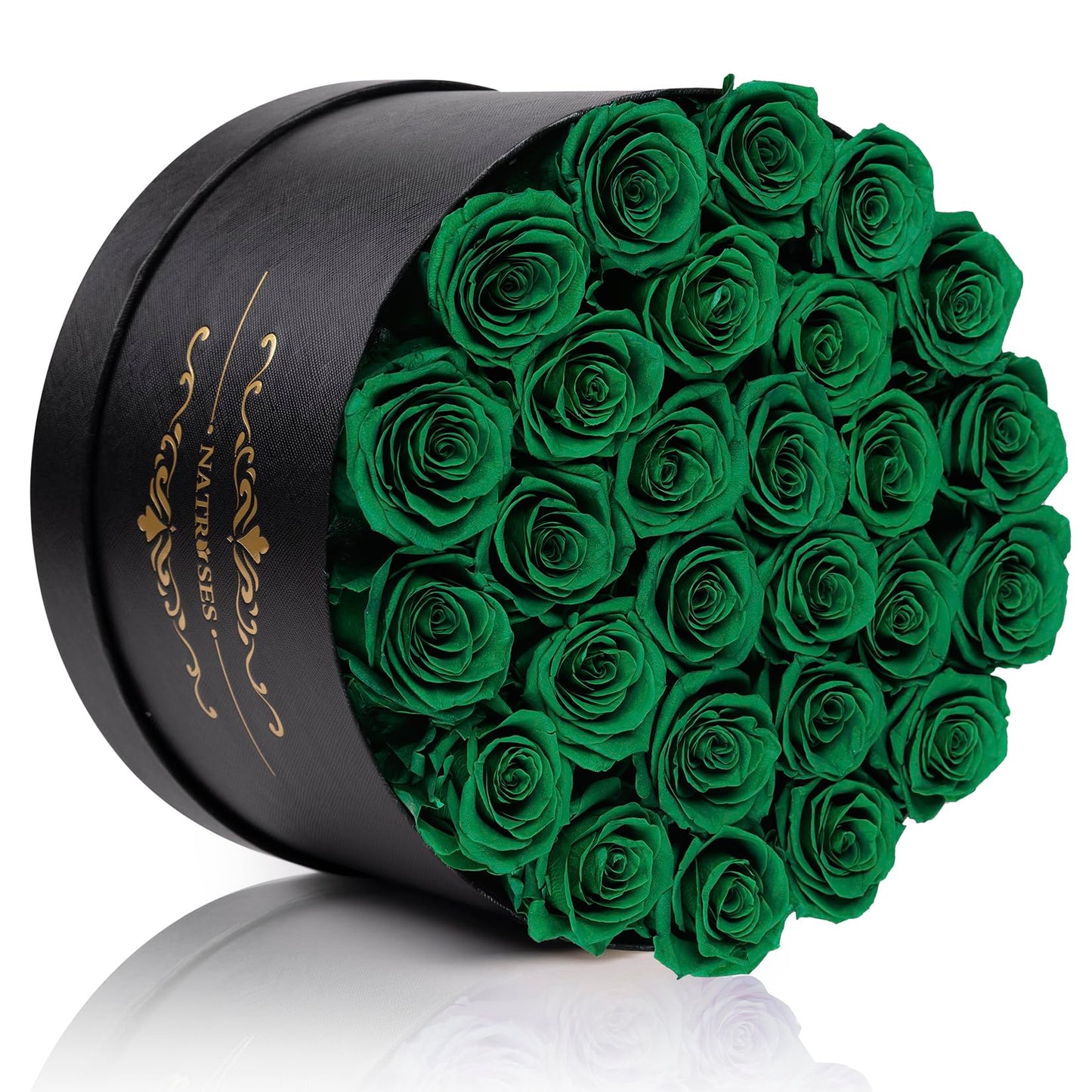NATROSES Gifts for Her 27 Piece Forever Preserved Roses in a Box, Preserved Flowers for Delivery Birthday, Flowers Gifts for Mothers Day, Forest Green