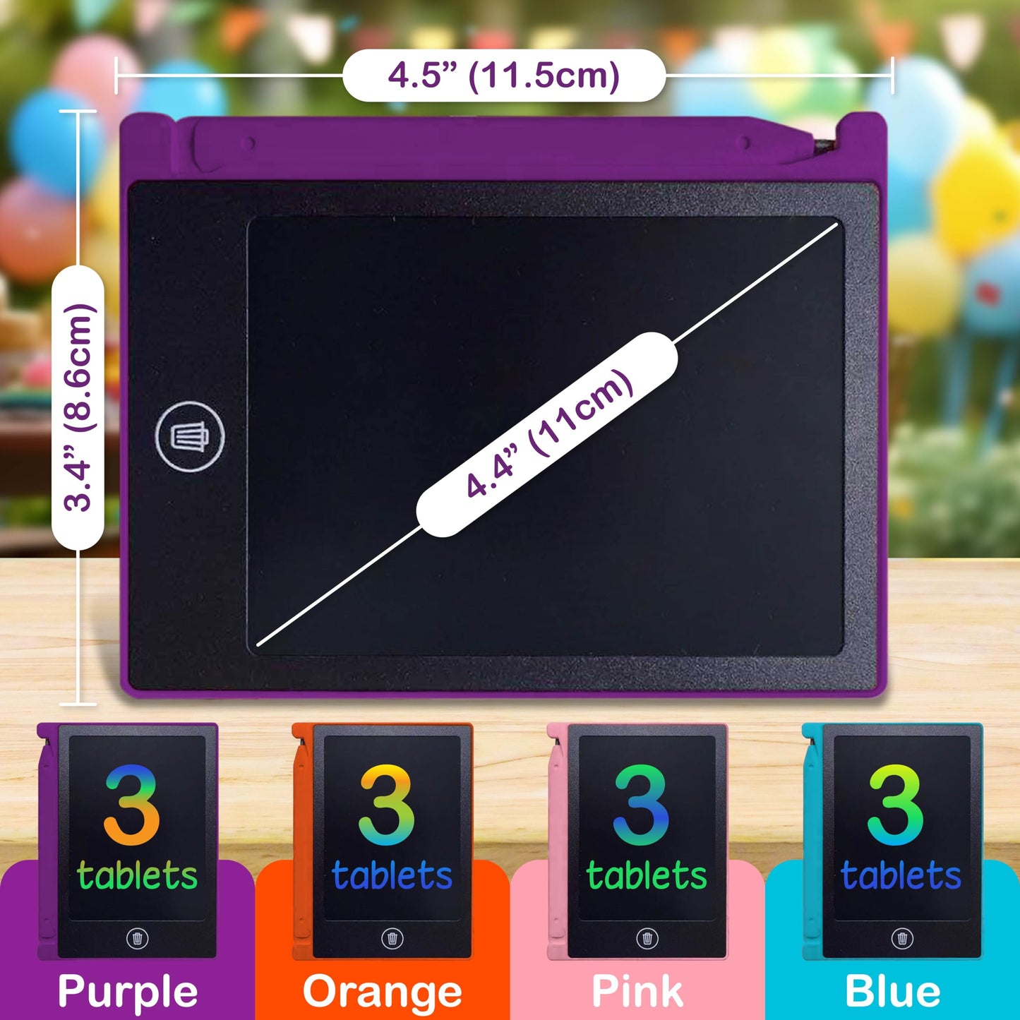 Party Favor Mini LCD Writing Tablet for Kids, 12 Pack – 4.5 Inch Mini Drawing Board. Fun and Educational for Kids that Sketch and Doodle. Perfect Goodie Bag and Gift Bag Filler, School Prize Or Gift