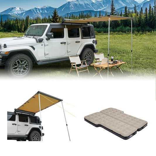 4.6'x6.6' Roof Rack Pull-Out Sun Shade+Foldable Mattress