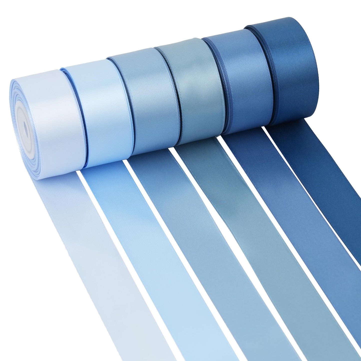 MAYREEL 1 Inch Dusty Blue Satin Ribbon Slate Blue for Gift Wrapping Wedding Bridal Shower Crafts 6 Rolls 10 Yards Each Color Total 60 Yards