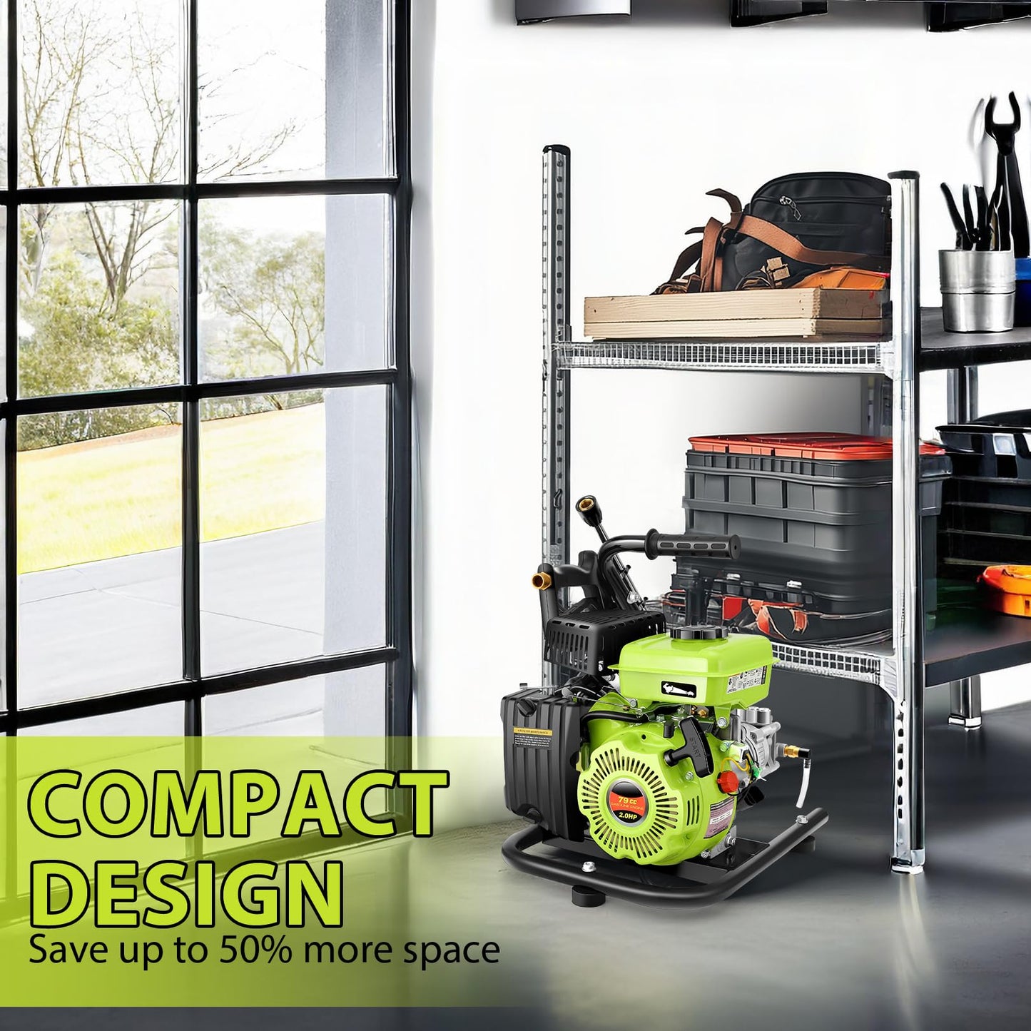 3500PSI Pressure Washer 2.4GPM Gas Power Washer 79CC Gas Powered Washing Machine Commercial High Pressure Washer with 25ft Hose&5 Nozzles for Patio Garden Yard Vehicle,EPA/CARB/ETL (Black & Green)