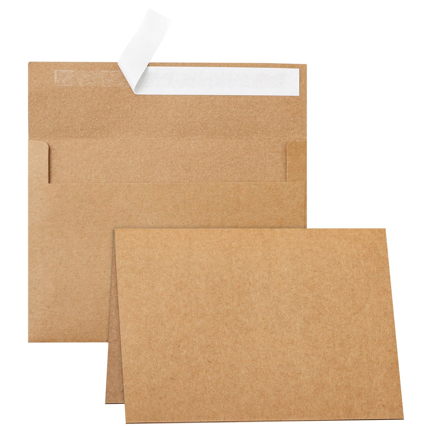 Silunkia 100 Packs Brown Blank Note Cards with Envelopes 5 x 7 Heavyweight Folded Cardstock and A7 Envelopes Self Seal for Invitations, Wedding, DIY Greeting Cards, Thank You Cards, Festival Blessings