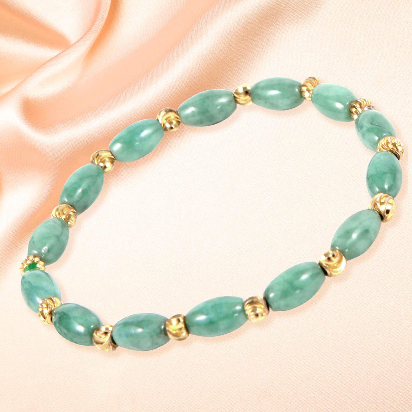 HL1971 Natural Jade Beaded Elastic Bracelet Gradient Green Jade Bead Ladies Bracelet, Suitable for Christmas, Thanksgiving