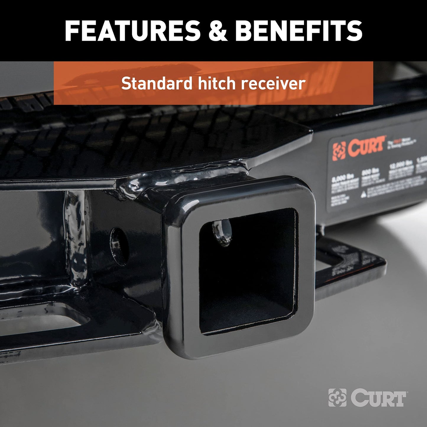 CURT 13702 Camper Adjustable Trailer Hitch RV Towing, 2-Inch Receiver, 5,000 lbs., Fits Frames up to 51 Inches Wide