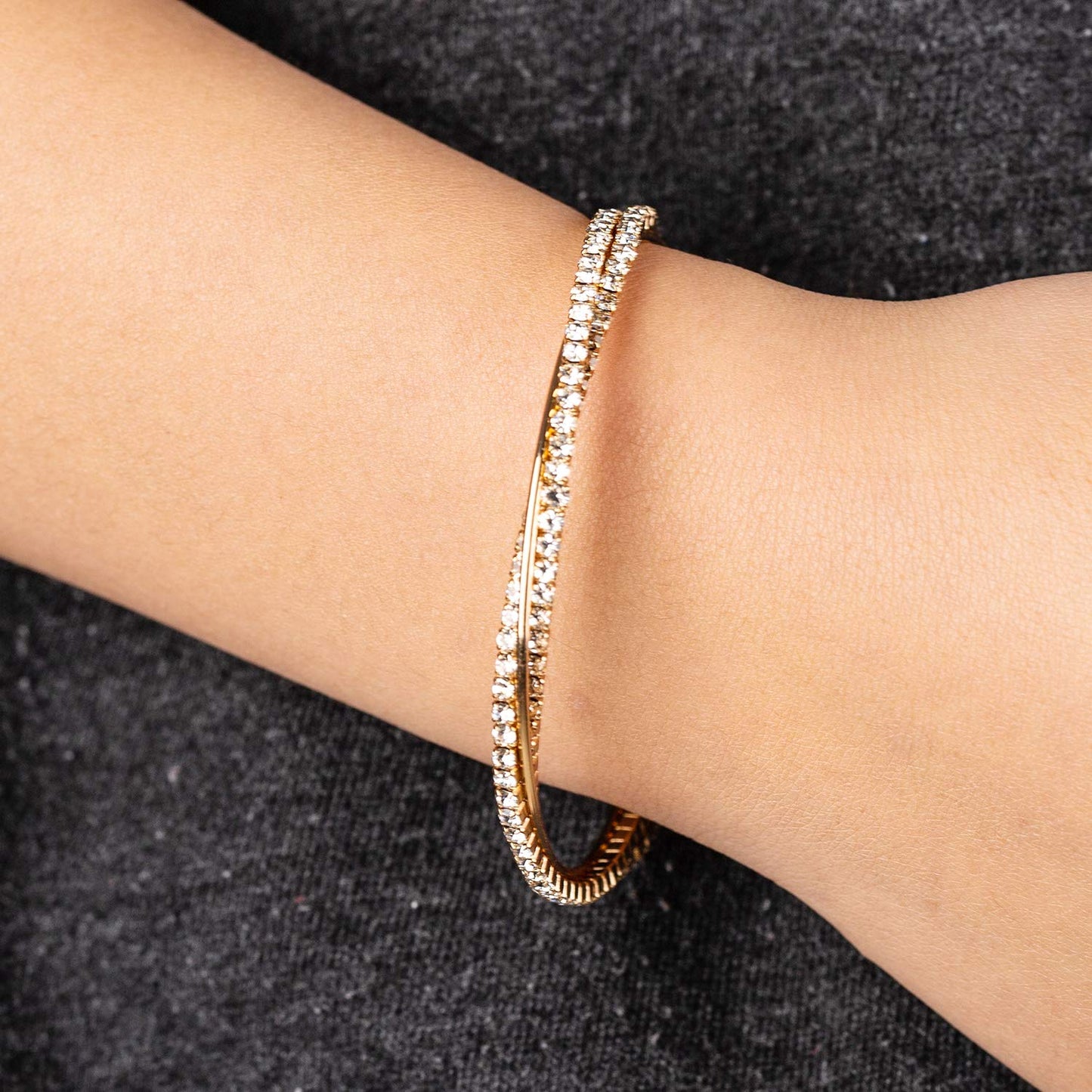 rose gold Cuff bangle Bracelets For Women Rhinestone Clear Crystal Dainty Bracelet Bridesmaid Wedding Gifts Birthday Party (gold)