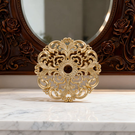 LUOZZY 2pcs European Style Ceiling Material Round Base Decorative Ceiling Light Decoration European Style Plastic Hollow Ornaments for Lighting Home Supply - Champagne Gold