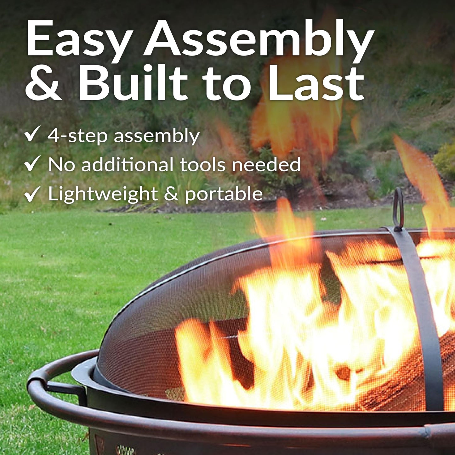 Sunnydaze Crossweave Outdoor Fire Pit - Wood-Burning Fire Pit for Outside with Spark Screen, Poker and Round Cover - 36-Inch - Bronze