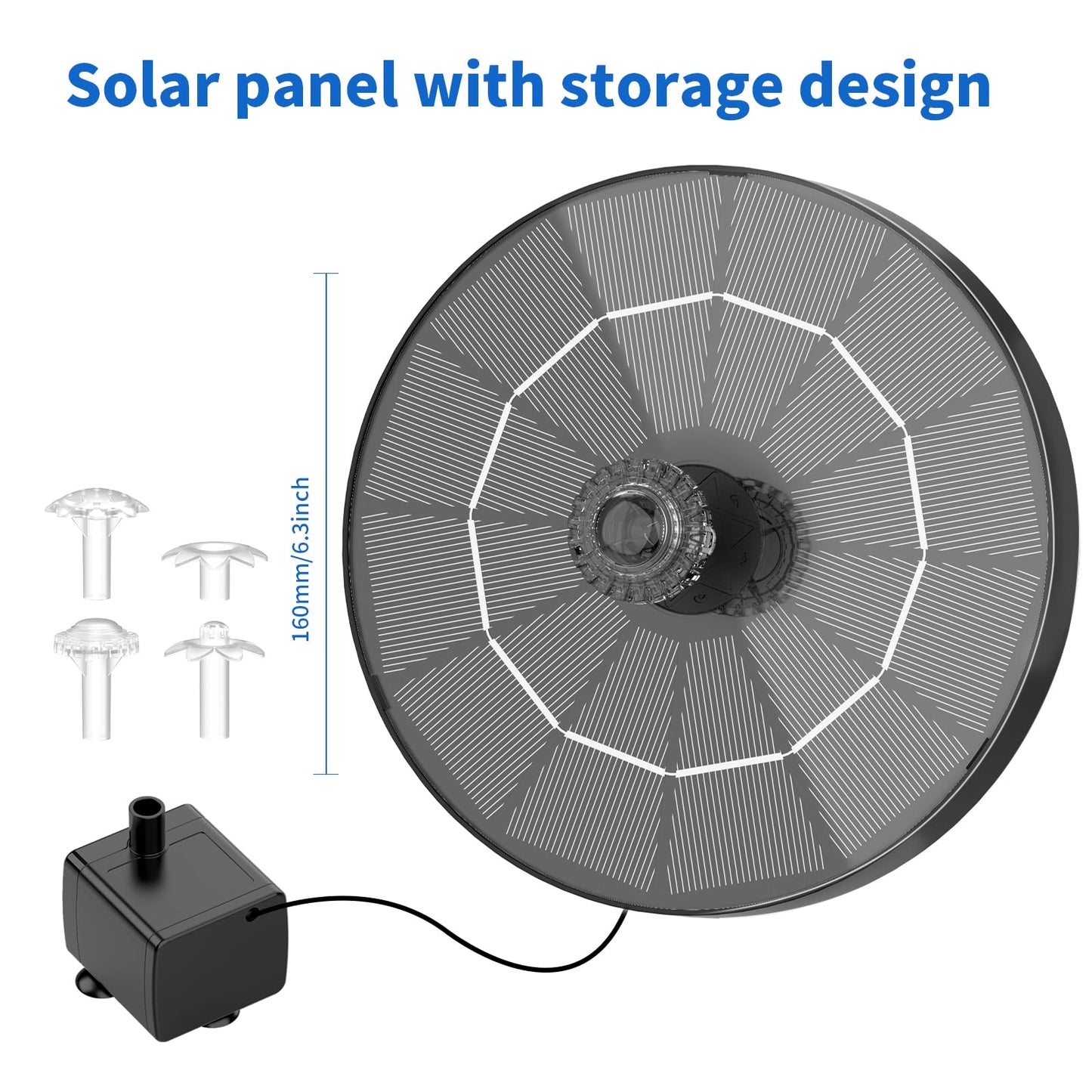 AISITIN 3.5W Solar Water Fountain with Storage & Integrated Bracket, Floating Solar Fountain Pump with Nozzles for Bird Bath, Garden, Pond, Pool, Aquarium and Outdoor (2PCS)