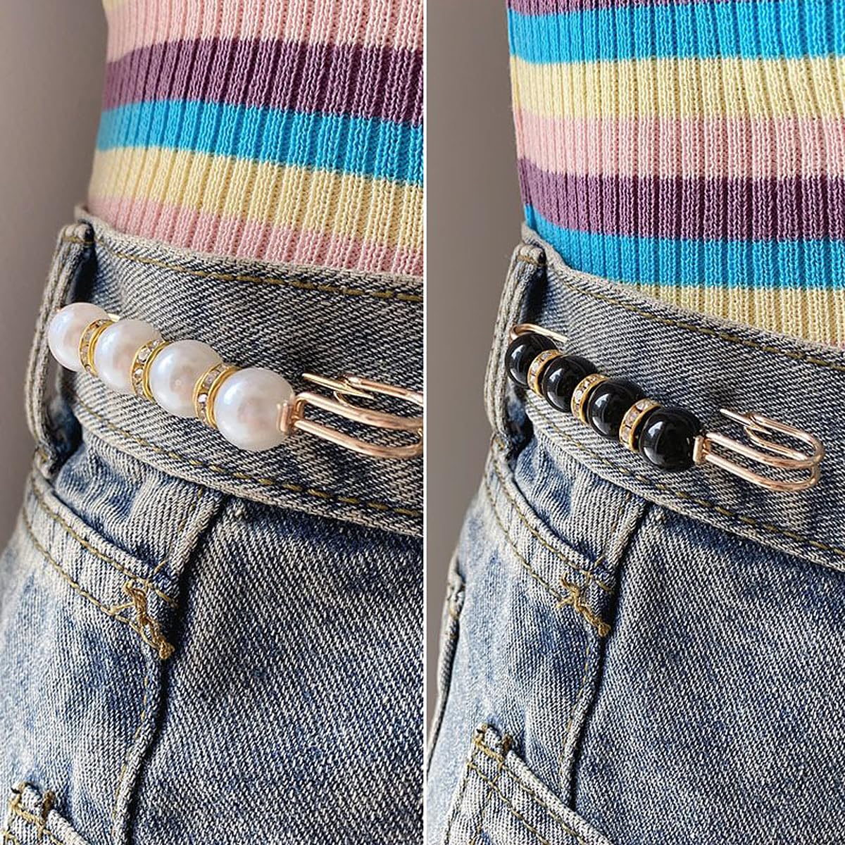 14 Pieces Brooch Safety Pins, Pearl Brooch Button Pin Pant Waist Tightener Pins for Clothes Sweater Shawl Collar Dress Cardigan Shirt Jeans Accessories for Women Girls(Classic)