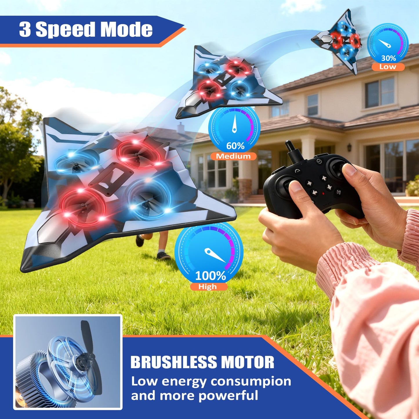 Foam Remote Control Airplanes for Kids & Adults | RC Fighter Jet with Light, 360° Flip Fighter Jet Toys, Stunt Roll, Airplane Toy Great for Beginners Christmas & Birthday Gift for Kids Boys Aged 3+