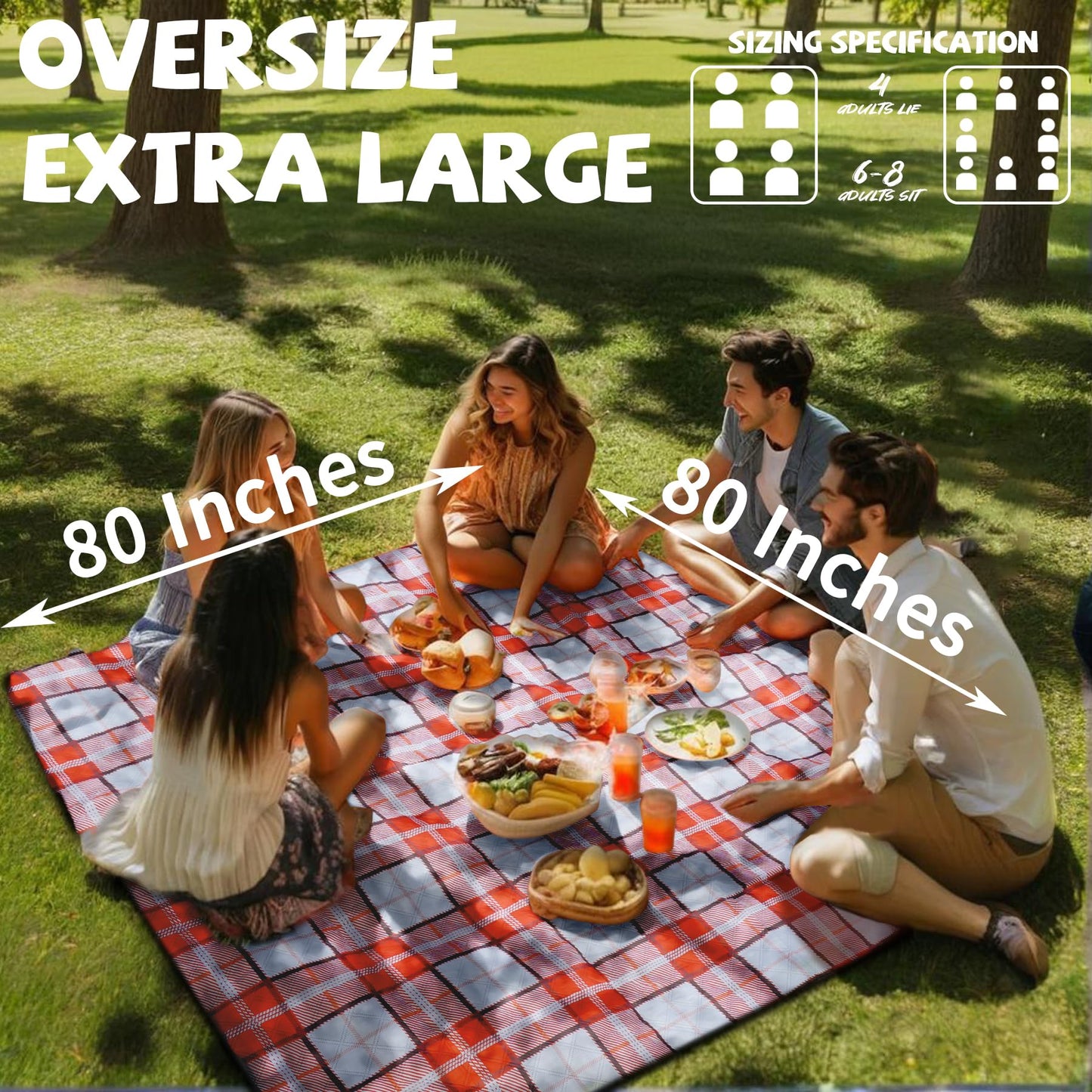 Extra Large Picnic Blankets Portable 80x80 Oversized Waterproof Sandproof Outdoor Boho Beach Blanket Camping Grass Mat Women Birthday Thank You Gift Mother Day Sister Hostess Girlfriend Teacher Gifts