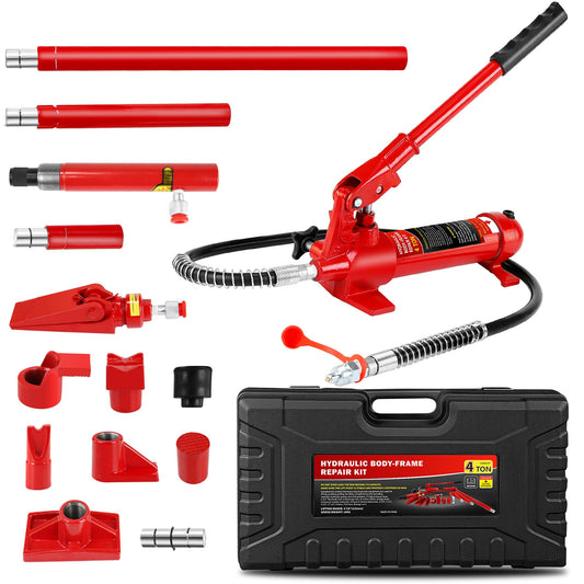 GarveeTech 4 Ton Porta Power Kit, 8800 LBS Hydraulic Jack with 17 PCS Accessories – Portable Hydraulic Ram for Auto Repair, Frame Straightening, Heavy Duty Lifting – Includes 1.25M Oil Hose