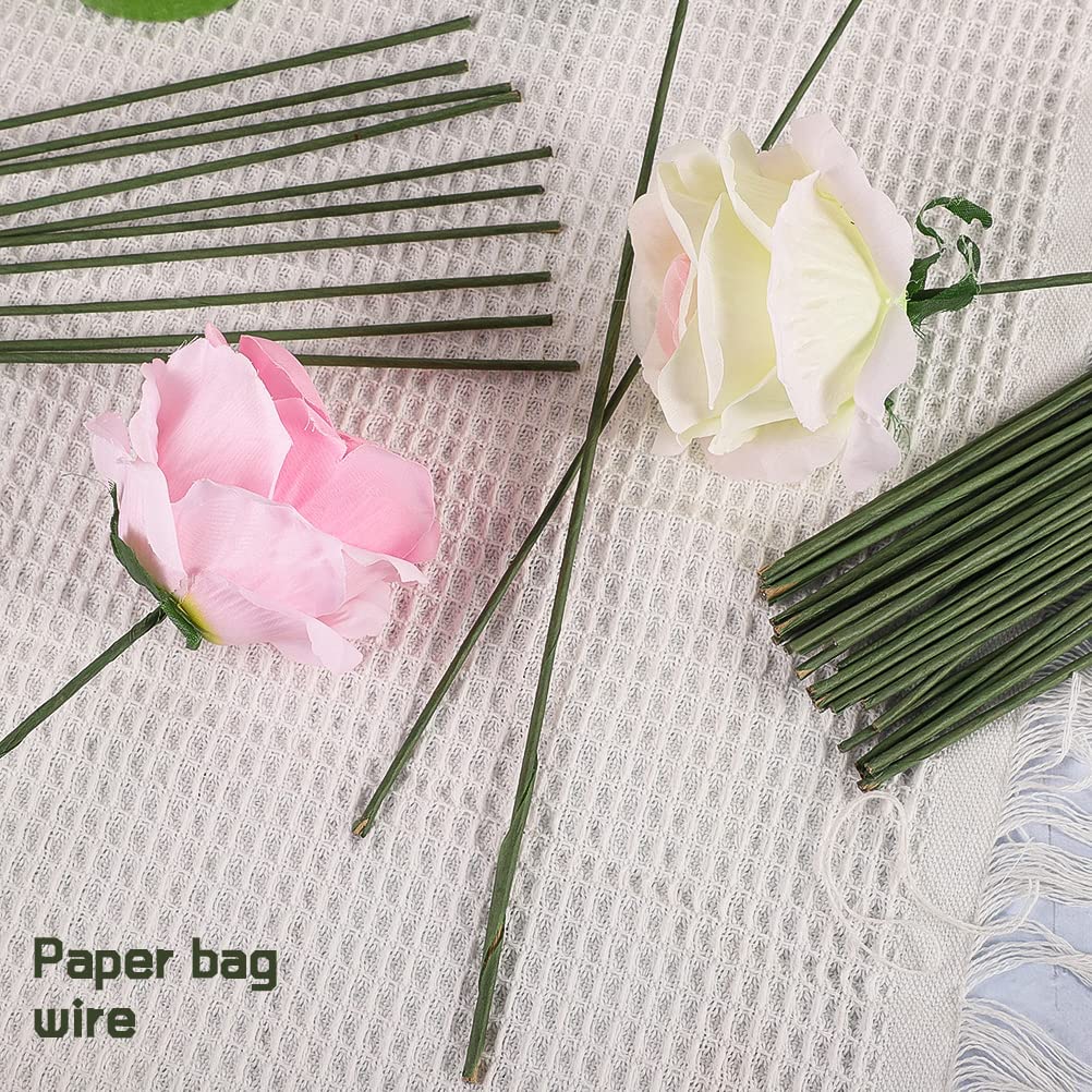 120 Pack Floral Stems Wire for Paper Flower 2 Gauge Flower Stems for Crochet Projects 16 Inch Artificial Green Crafts Wire Wreath Making Supplies for Flower DIY