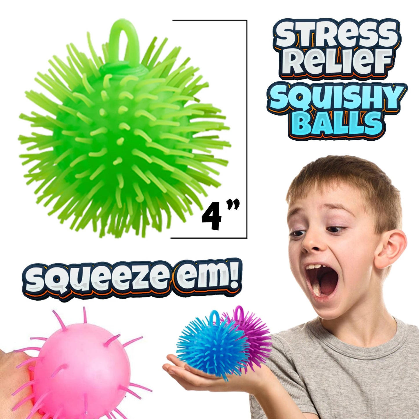 Bedwina Puffer Balls (Pack of 144) - Squishy Balls for Kids Neon Party Favors Sensory, Stress Relief & Therapy Toys for Kids, Boys & Girls Goodie Bag Stuffers, Prizes & Party Supplies in Bulk