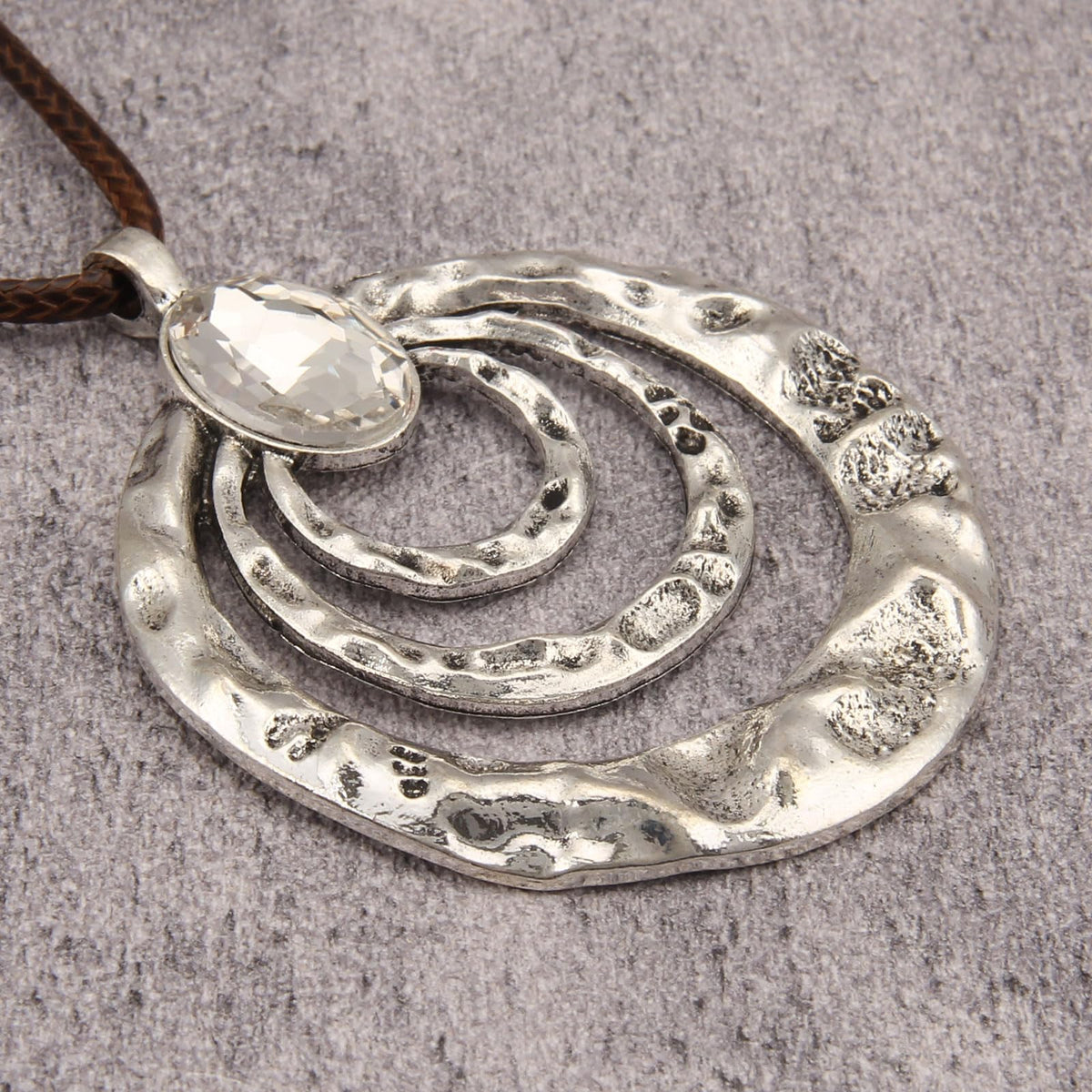 joymiao Hippie Necklace for Women Long Chunky Pendant Necklace with Silver Large Pendant Vintage Boho Statement Necklaces