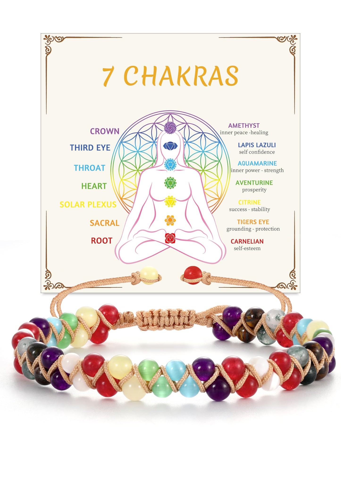 Sistble 7 Chakra Bracelets for Women, Chakra Stones Healing Crystal Bracelet Christmas gift Stocking Stuffers Anxiety Yoga Meditation Relax Spiritual Inspirational Gifts