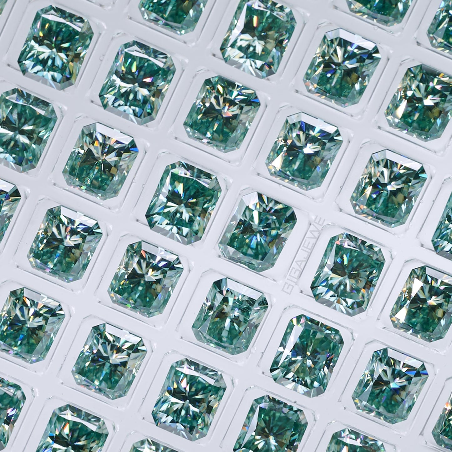 Radiant Cut 2.0ct VVS1 Blue Green Moissanite Loose Gemstones for Jewelry Making With Certificate