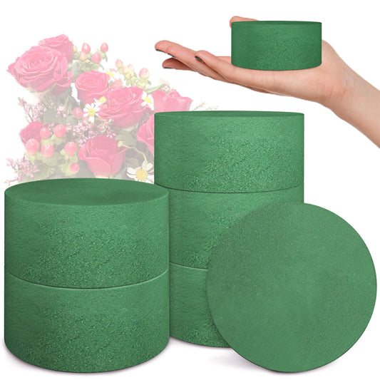 6 Packs Round Floral Foam Blocks，3'' Large Dry Floral Foam for Artificial Flowers,Flower Foam Blocks for Wedding Aisle Flowers Party Decoration