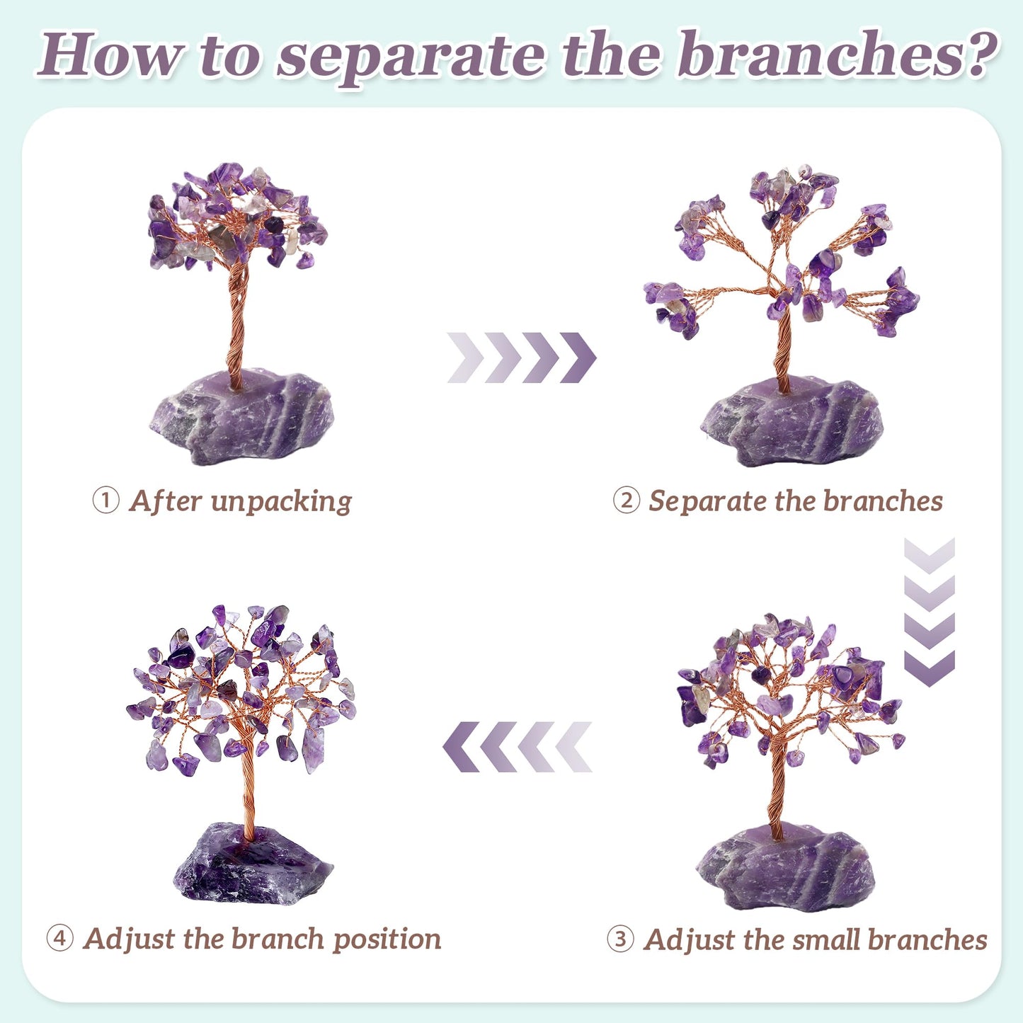 YATOJUZI Natural Amethyst Crystal Tree Purple Gifts for Women Mom Office Desk Decor Cubicle Decorations Meditation Accessories 3.93"-4.52" Money Fengshui Trees of Life