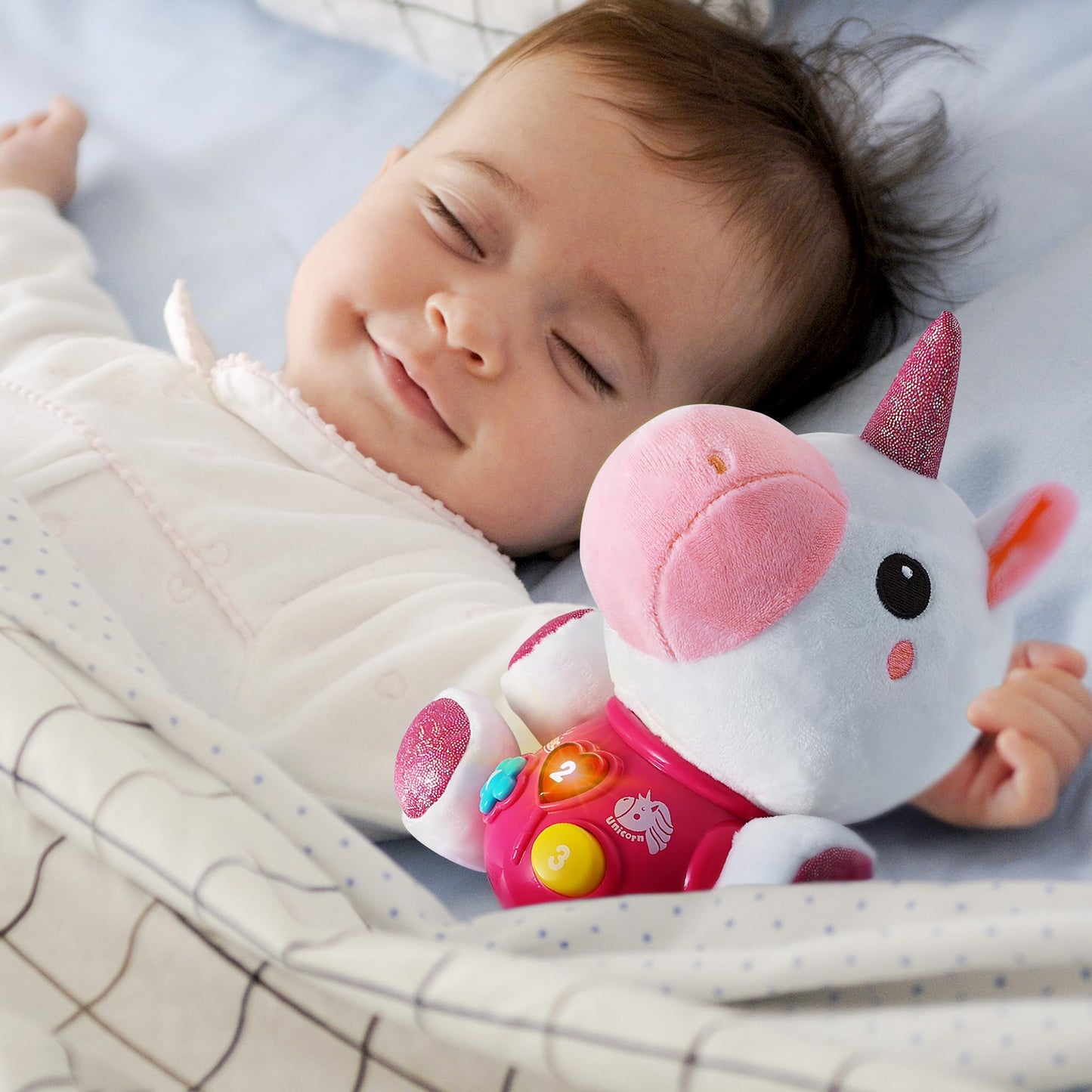 iPlay, iLearn Baby Unicorn Musical Toys, Newborn Girls Gift, Soft Unicorn Plush Stuffed Animal, Infant Light Music Time, 1st Easter Basket Shower Stuffers for 0 1 2 3 6 9 12 18 Month 1-3 Yrs Toddlers