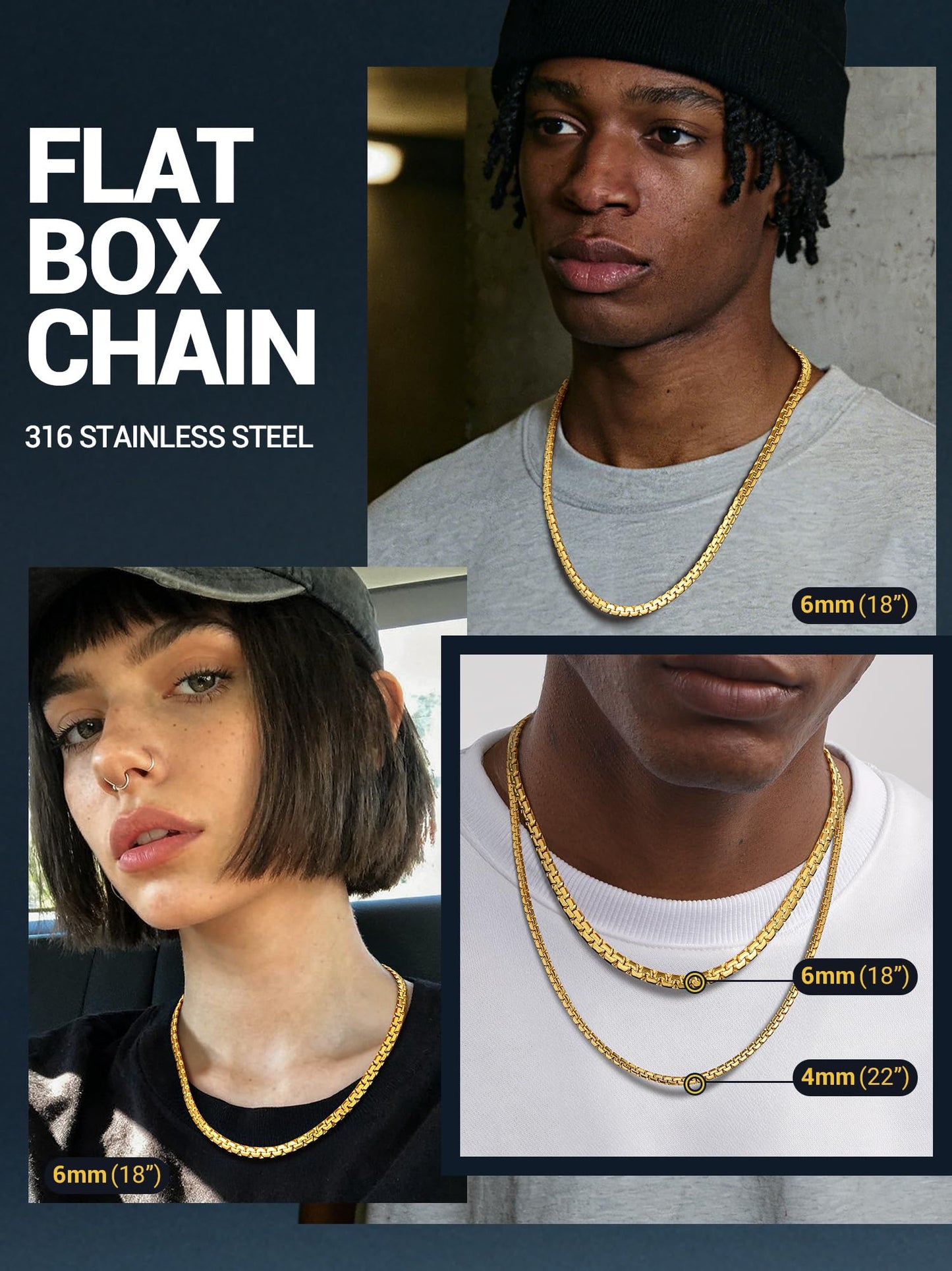 PROSTEEL Necklace Mens Chains 20inch Stainless Steel Chain For Men Chain Thick Chain Necklace