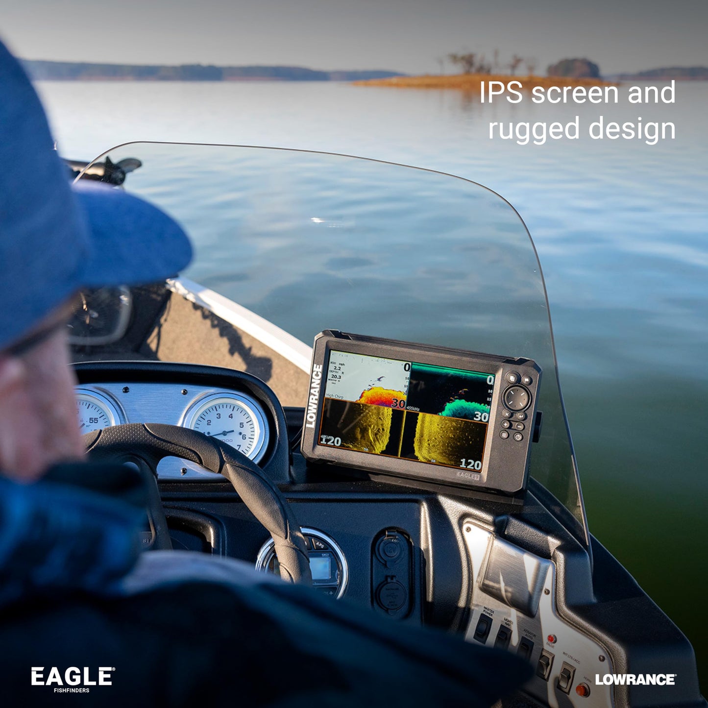 Lowrance Eagle 7 FishFinder/Chartplotter with SplitShot HD Transducer and Preloaded C-MAP Inland Charts, 7-inch IPS Screen, Black, 000-16114-001