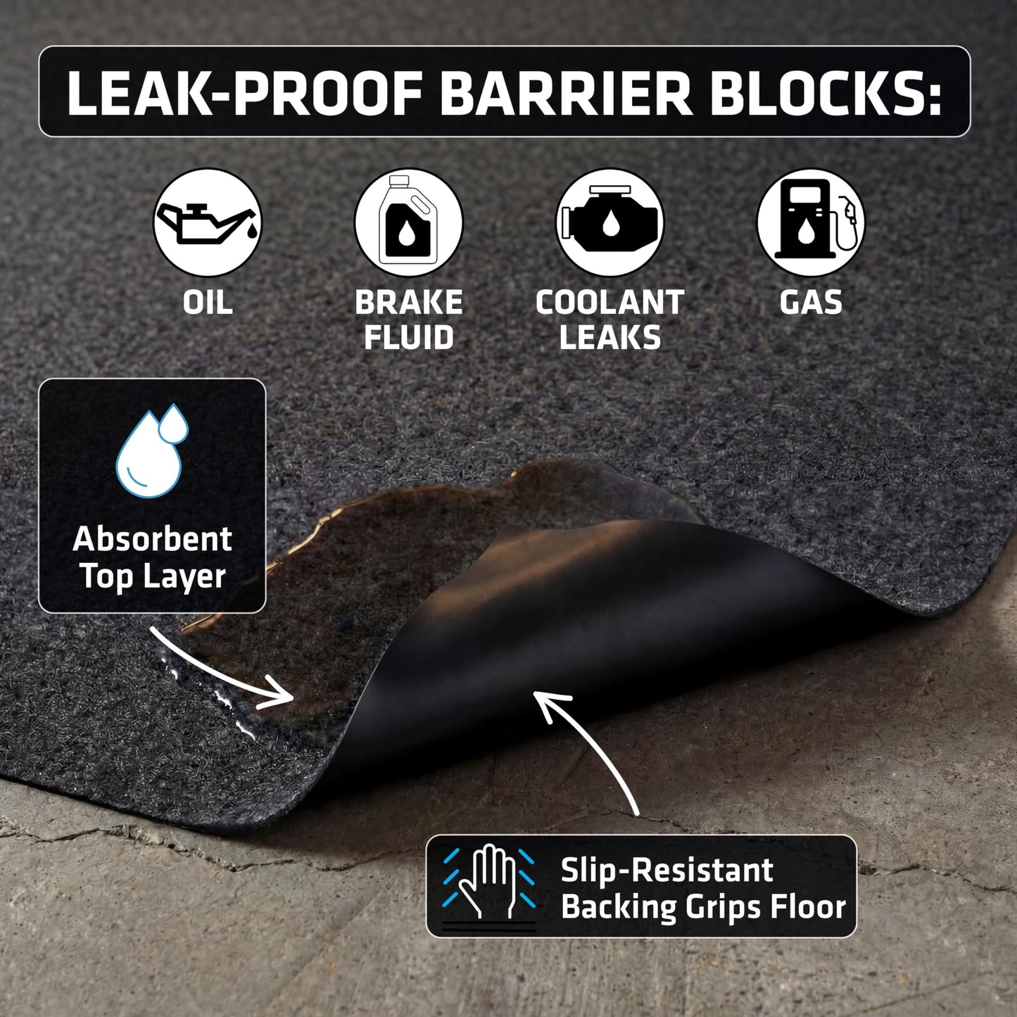 Armor All Garage Floor Mat (17' x 7'4"), Waterproof Garage Flooring, Absorbent, Premium Oil Spill Resistant Garage Pad, Durable, Protects Surfaces (Includes Double Sided Tape) (USA Made)