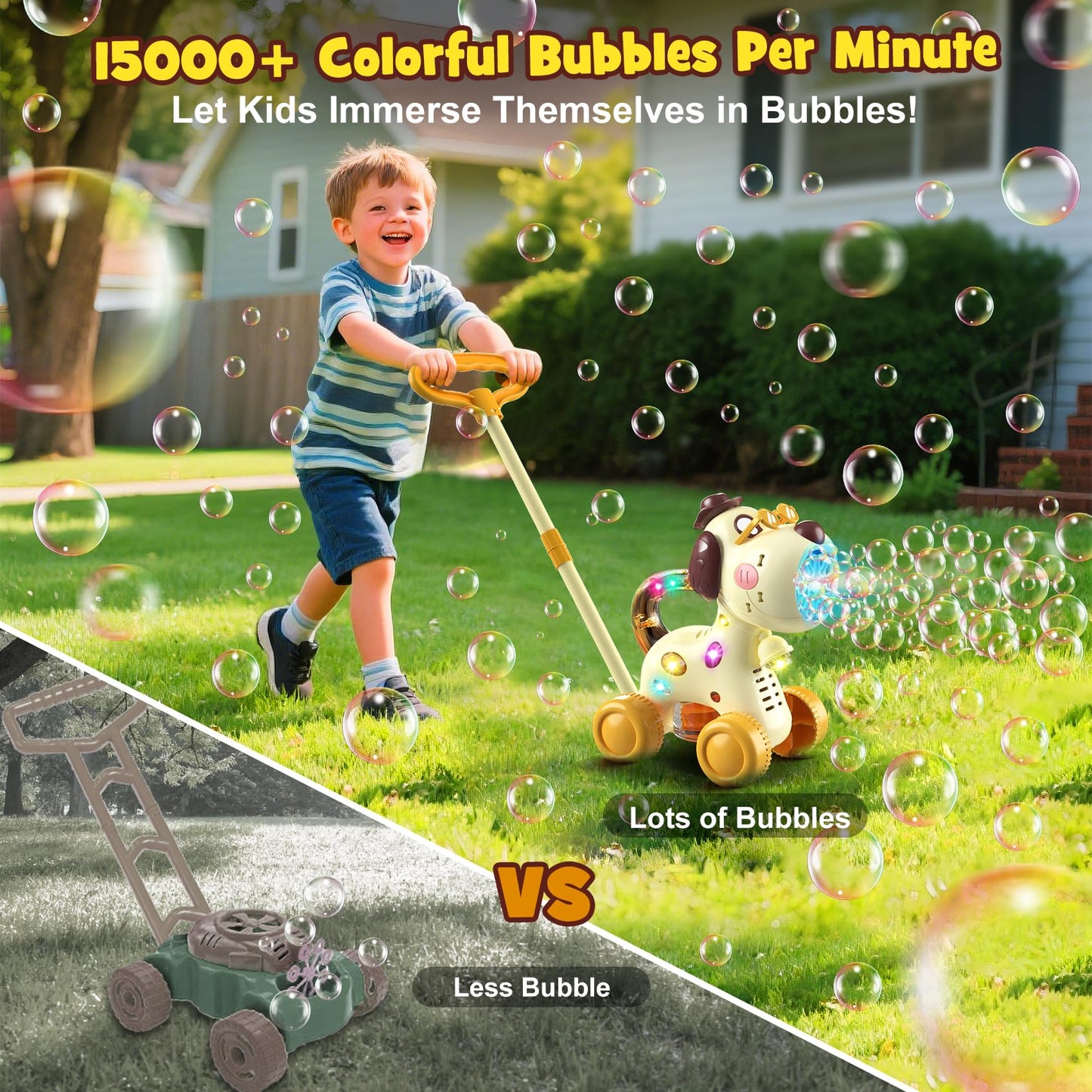 Nicmore Bubble Machine for Toddlers 1-3: Portable Dog Bubble Maker Blower Toys for 1-6 Year Old Boy Girl Kids Outdoor Toys for Easter Party Birthday