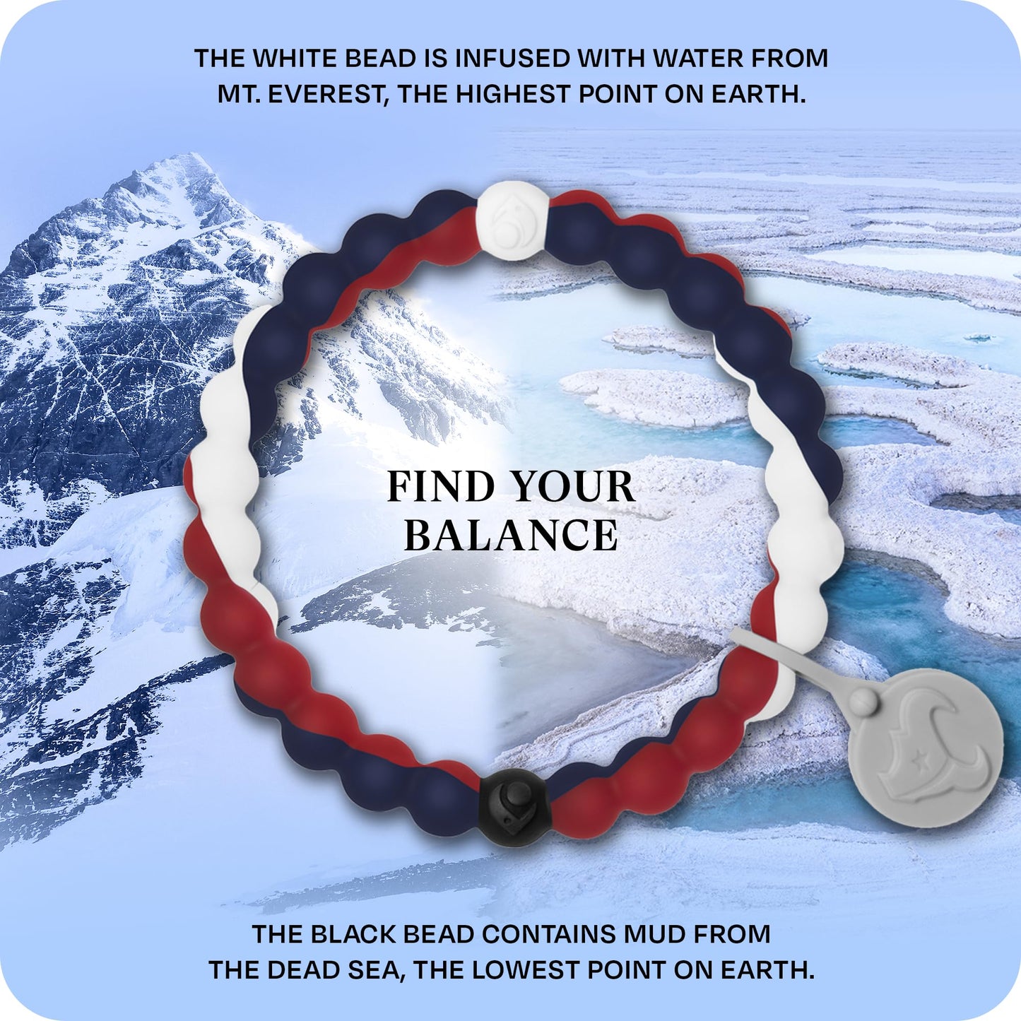 Lokai Silicone Beaded Bracelet for Men & Women, NFL Football Collection - Houston Texans, Medium - Silicone Jewelry Fashion Bracelet Slides-On for Comfortable Fit