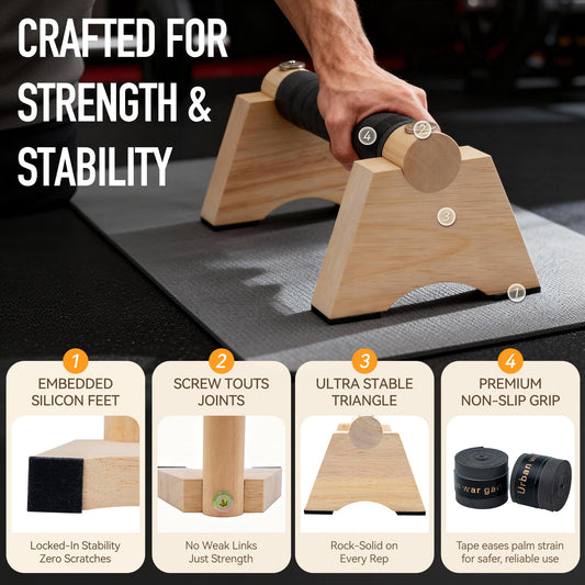 Wood Push up Bar, 2 PCS Parallettes Bars for Men Strength Training, Calisthenics Equipment for Handstand Training (wood, 25cm)