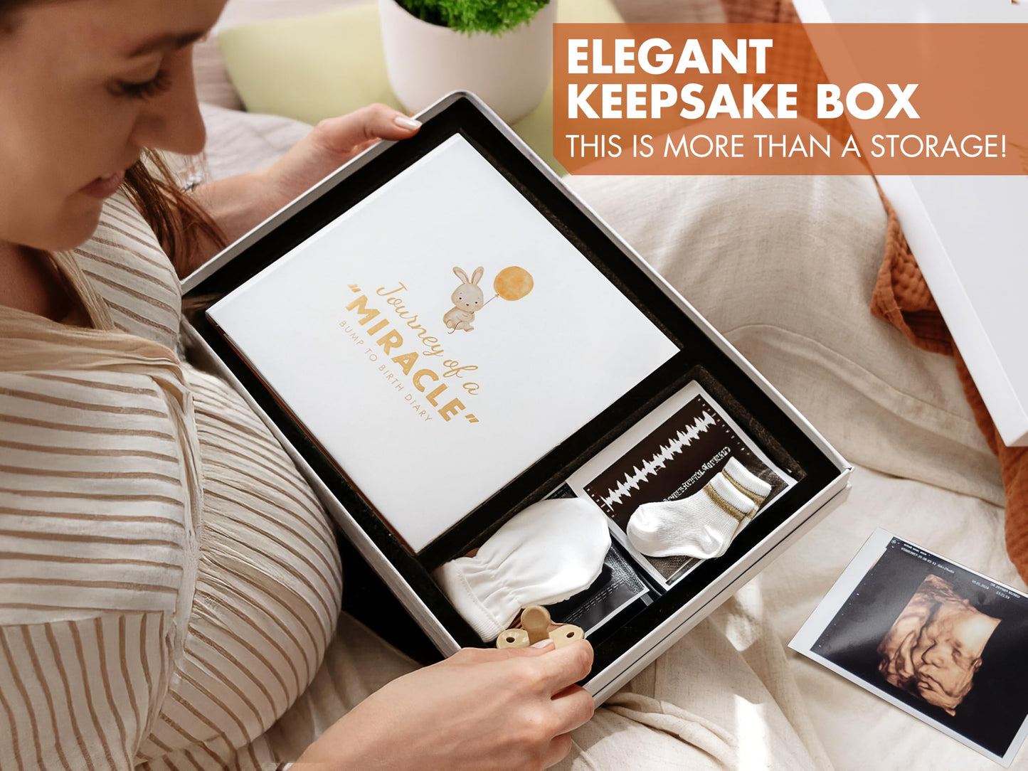 Pregnancy Journal for First Time Moms, Baby Essentials Memory Book Gift Set, All-in-One Keepsake Box with Wax Seal Kit and Footprint Kit, Elegant Baby Scrapbook with Photo Album, Bump to Birth