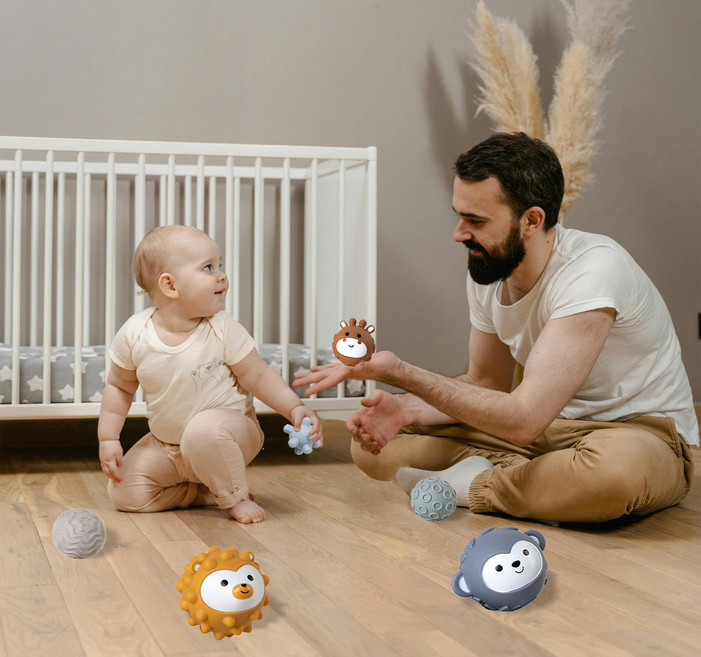 TMYIDO Baby Soft Textured Multi Soft Ball Gift Sets,Sensory Balls for Toddlers 06-18 Months,Cute Animal Shapes Sensory Ball for Babies,Montessori Toys for Babies 6-18 Months 6 Pack(Standard Edition)