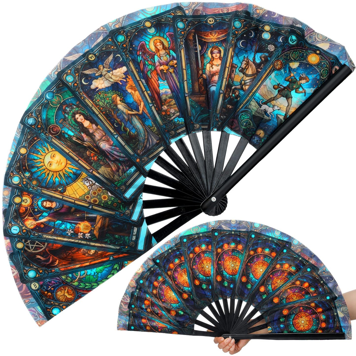 Bucherry Witchy Gifts Tarot Card Hand Fan Bamboo Tarot Rave Folding Fan Astrology Fortune Teller Decor for Women Cosplay Outfits Accessories EDM Music Gala Mystic Witchcraft Supplies