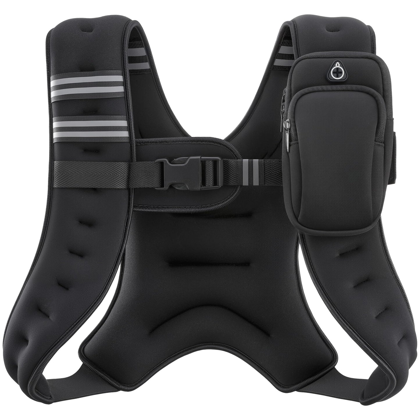 ZELUS Weighted Vest, 6lb/8lb/12lb/16lb/20lb/25lb/30lb Weight Vest with Reflective Stripe for Workout, Strength Training, Running, Fitness, Muscle Building, Weight Loss, Weightlifting, Black(12 lb)
