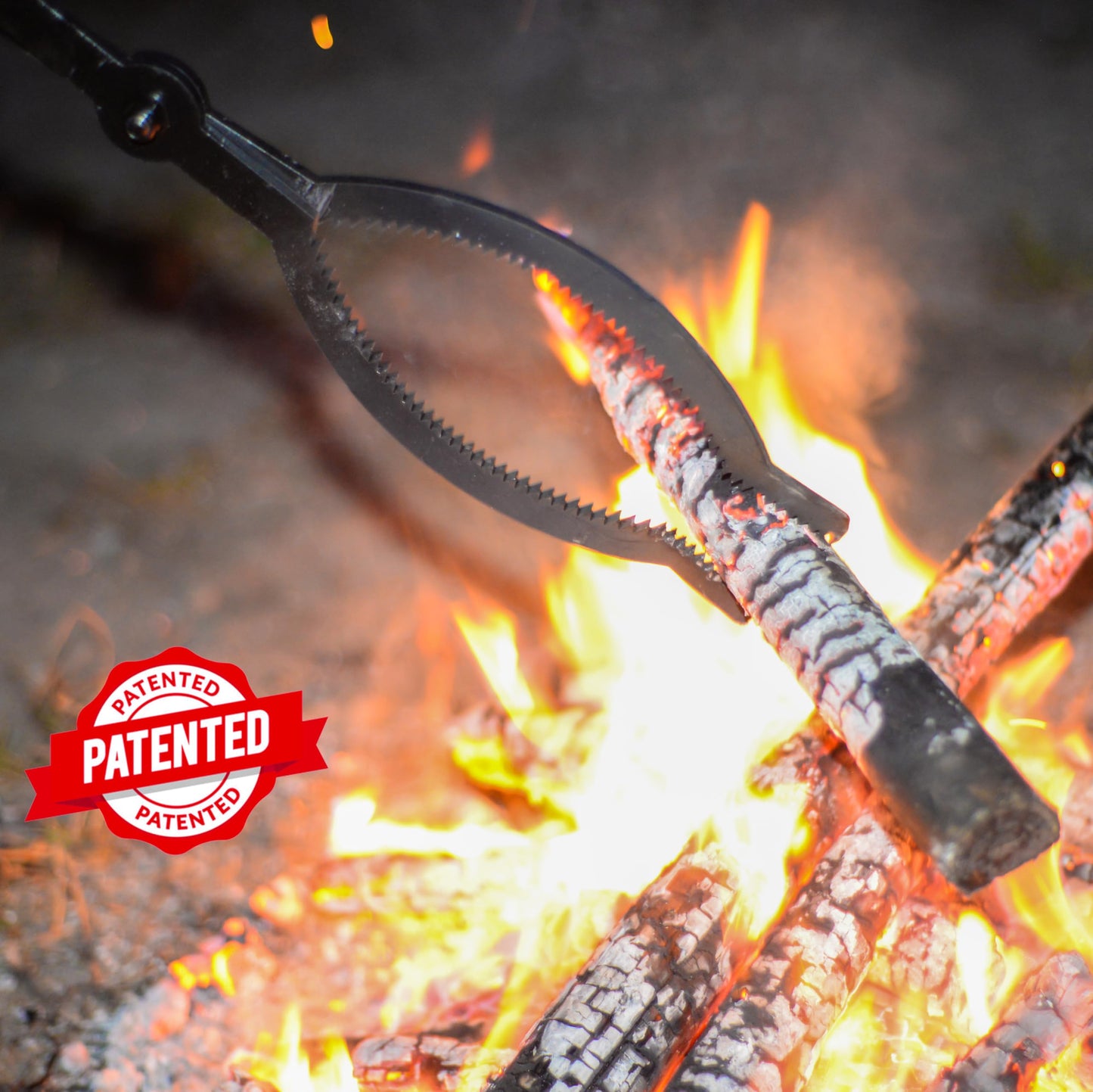 CKLT 40in Heavy Duty Fire Tongs Firewood Grabber Tool with Scissor Shape Serrated, Log Claw Tongs for Bonfire Campfire Fire Pit Outdoor Indoor Log Grabber Rustproof Safely Moves Firewood