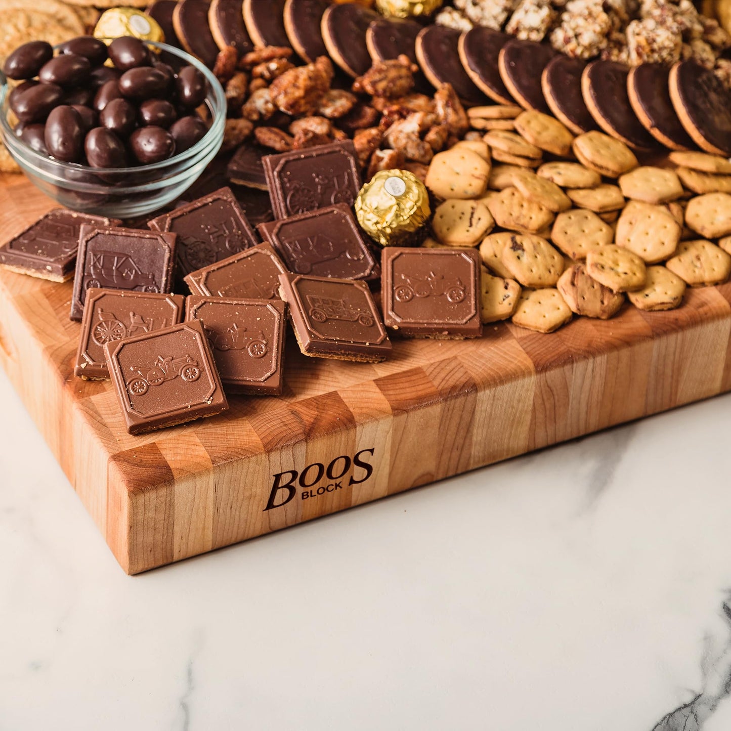 John Boos CCB Series Rectangular Wooden Maple Cutting Board 24”x18” – 2.25” Thick, 30-lb Reversible Butcher Block with End-Grain & Finger Grips – Made in the USA
