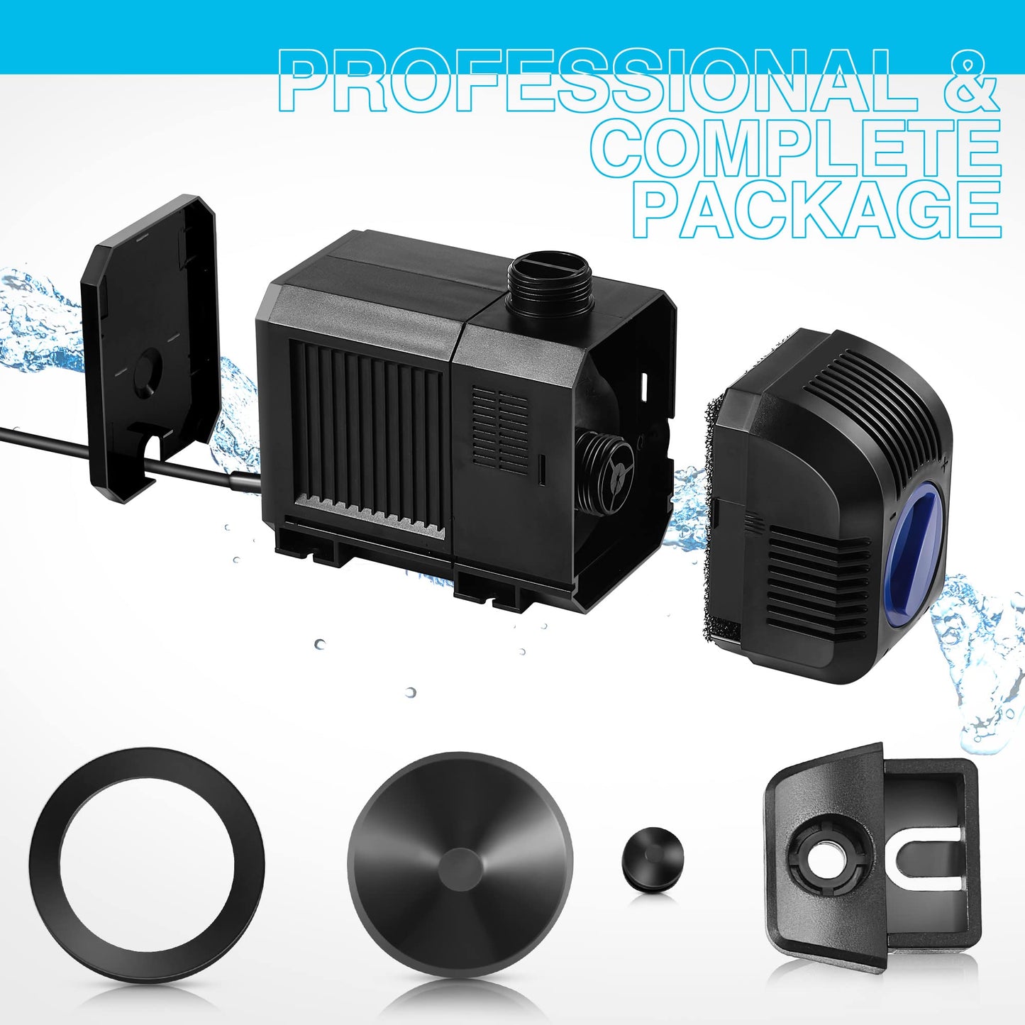 1600GPH Submersible Water Pump, 100W Electric Waterfall Water Fountain Pump, Pond Pump Kit for Garden Pool Fish Aquarium Tank