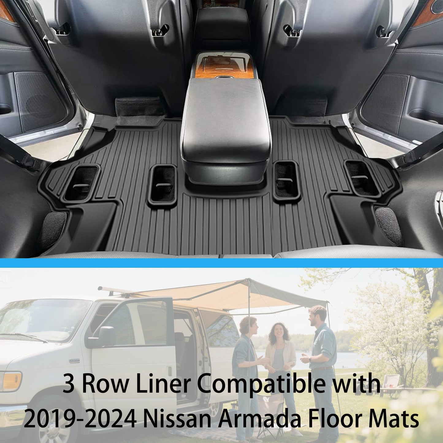 Floor mats Compatible with 2019-2024 Armada/Infiniti QX80 (7 Seats) : Custom Fit All Weather TPE Heavy Duty Car Floor Liners 2019 2020 2021 2022 2023 2024 Armada Accessories