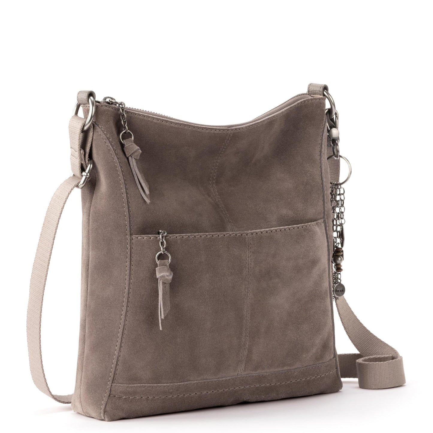 The Sak Lucia Crossbody Bag in Leather, Convertible Purse with Adjustable Strap, Mushroom Suede