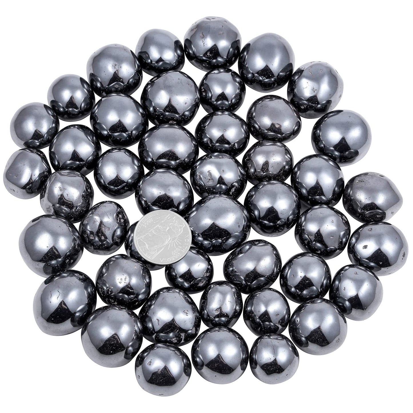 mookaitedecor 1 Pound Crystal Tumbled Stones Polished Crystals Bulk for Wicca, Reiki Healing, Decoration, Hematite, Irregular Shape