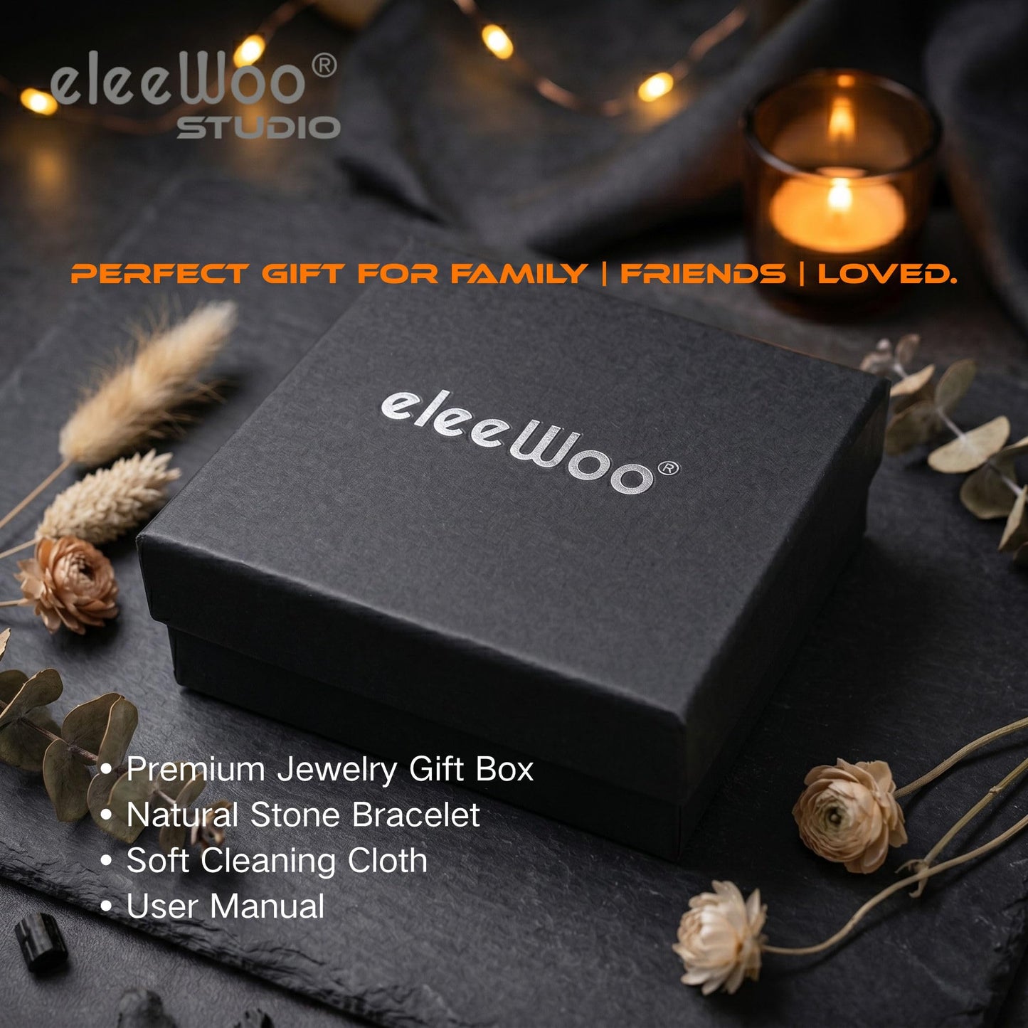 eleewoo Handmade 15mm Arrow Black Tourmaline Bracelet for Men Women, Bold Statement Grounding & Protection Crystal Jewelry, Beaded Stretch Bracelet in Premium Gift Pouch