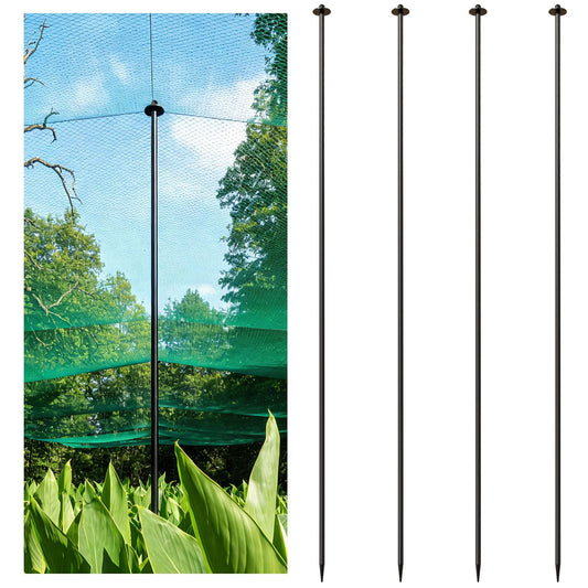 DOLEMODUO 72 Inch Garden Stake Netting Support, 4PCS Heavy Duty & Rust Proof Powder Coated Steel Plant Stakes for Garden Fencing, Plant & Crop Protection from Wildlife