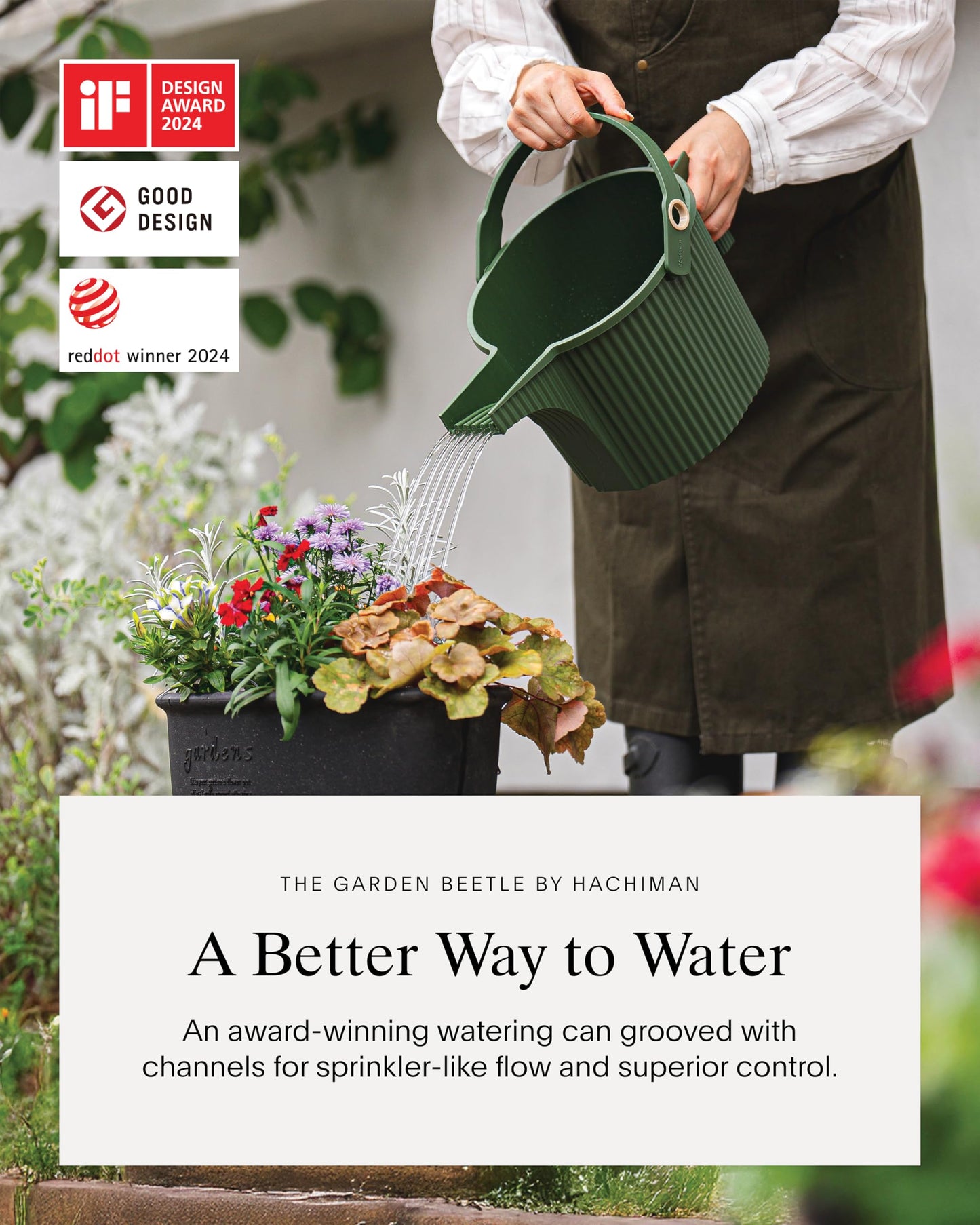 Hachiman Small Watering Can - 1.5 L Plant Watering Can with Widened Spout for Indoor and Outdoor Plants - Hands-Free Filling - 13.3" × 5.3"- Black