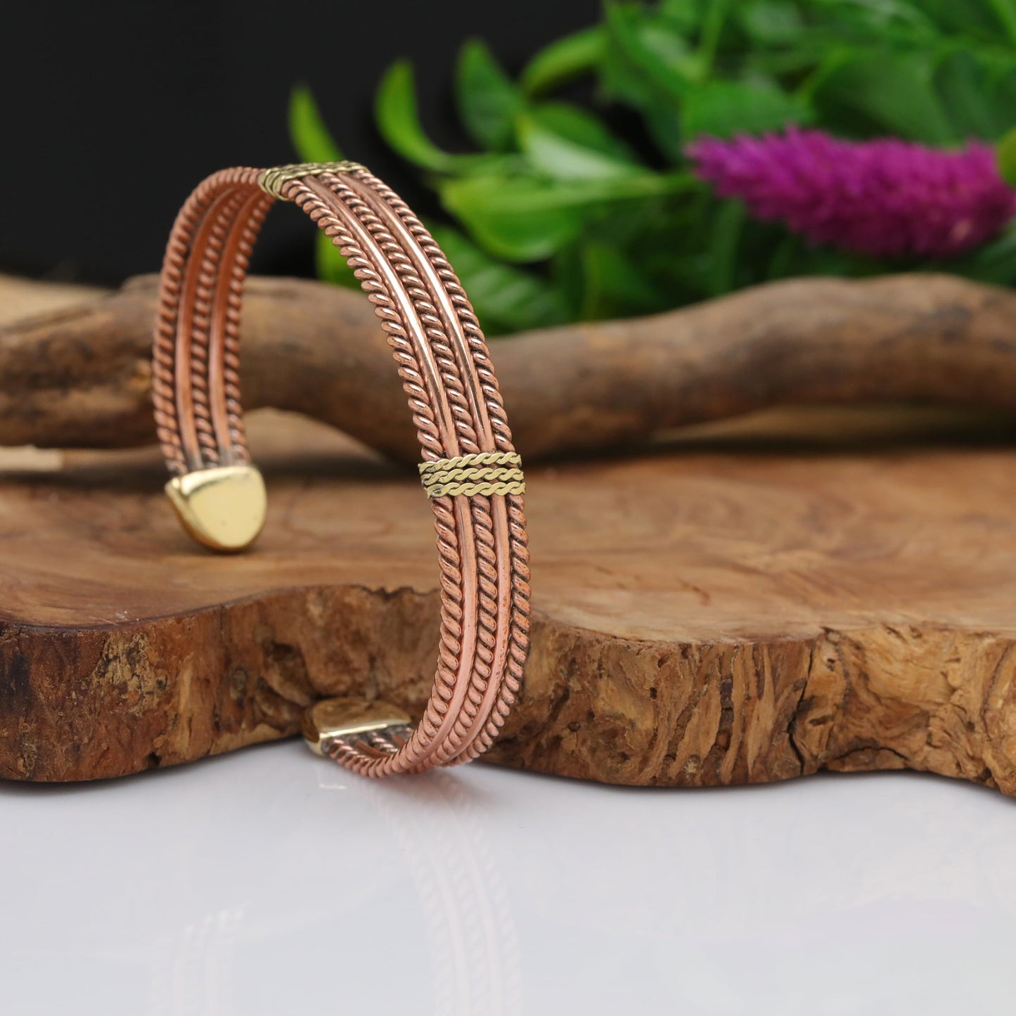 tunarts Handmade Elegant Copper Bracelet for Women - Pure Copper Bracelet for Pain Relief and Stress Relief - Adjustable Entwisted Copper Bracelet to Fit many Size Wrist(fancy knitted) (twisted)